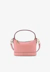 Michael Kors Logo Frontal Leather Handbag With Removable Strap In Pink