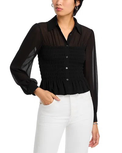Michael Kors Smocked Blouse In Black