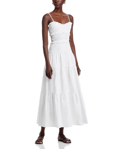 Michael Kors Smocked Cotton Poplin Maxi Dress In White