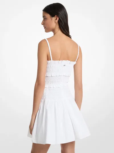 Michael Kors Smocked Cotton Poplin Tank Dress In White