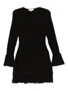 Michael Kors Smocked Mini Dress In Black