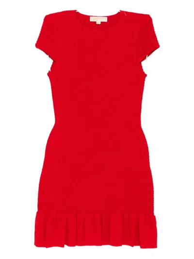 Michael Kors Smocked Mini Dress In Red