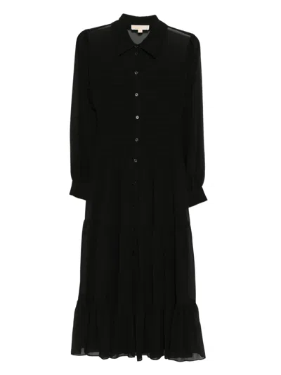 Michael Kors Smocked Shirt Dress In Black