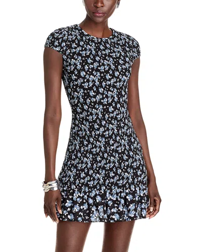 Michael Kors Smocked Short Sleeve Mini Dress In Chambray