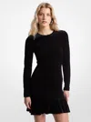 Michael Kors Smocked Stretch Velvet Dress In Black