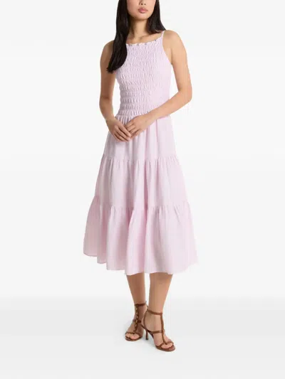 Michael Kors Smocked Tiered Dress In Pink