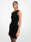 Michael Kors Knitted Halter Neck Mini Dress In Black Viscose In Black