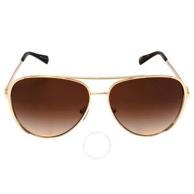 Michael Kors Smoke Gradient Pilot Ladies Sunglasses Mk1101b 101413 60 In Gold