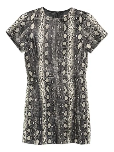 MICHAEL KORS SNAKE EMBOSSED LEATHER MINI DRESS