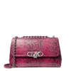 Michael Kors Snake Embossed Leather Shoulder Bag In Red