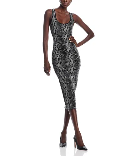 Michael Kors Snake Jacquard Scoop Neck Dress In Black