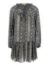 Michael Kors Snake Ls Ruffle Mini Drs In Gray
