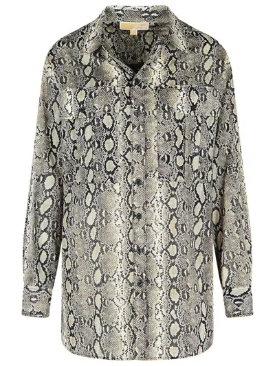 Michael Kors Snake Print Cotton Shirt In Gray