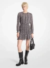 Michael Kors Snake Print Georgette Smocked Dress In Black