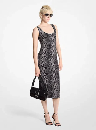 Michael Kors Snake Print Jacquard Dress In Black
