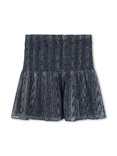 Michael Kors Kids' Snake-print Skirt In Blue