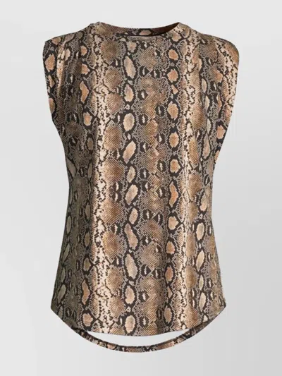 MICHAEL KORS SNAKE PRINT SLEEVELESS CREWNECK T-SHIRT