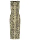 Michael Kors Snake Print Sleeveless Midi Dress In Gray