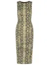 Michael Kors Snake Print Sleeveless Midi Dress In Gray