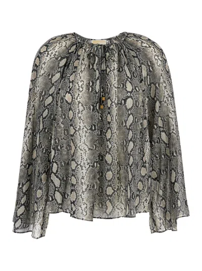 Michael Kors Snake V Neck Top In Gray