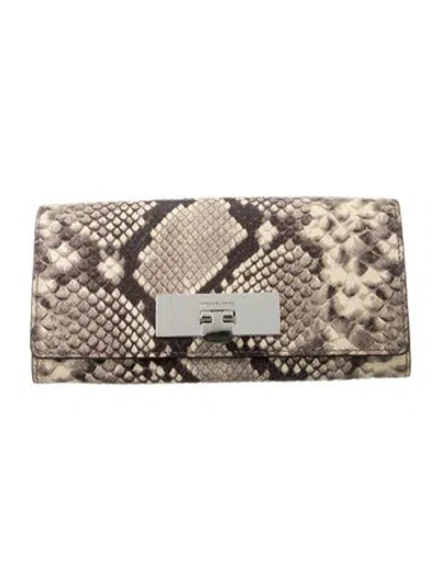 Pre-owned Michael Kors Snakeskin Animal Print Continental Wallet In Neutrals