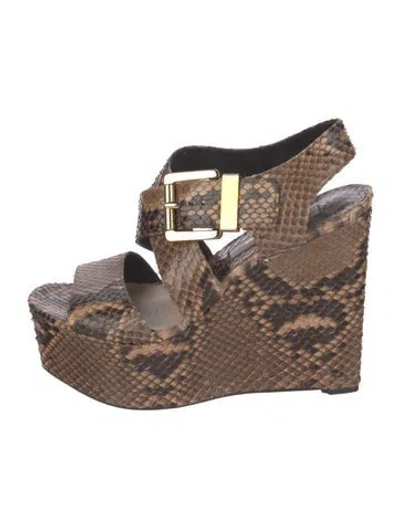 Pre-owned Michael Kors Snakeskin Animal Print Espadrilles In Brown