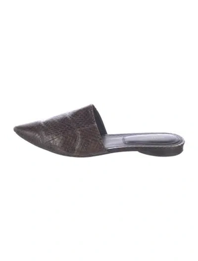 Pre-owned Michael Kors Snakeskin Animal Print Mules In Brown