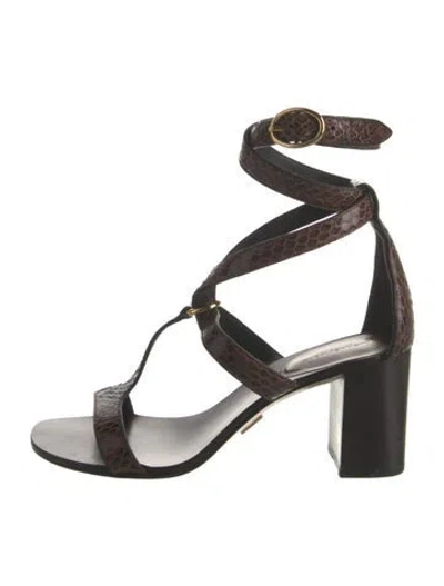 Pre-owned Michael Kors Snakeskin Gladiator Sandals In Brown