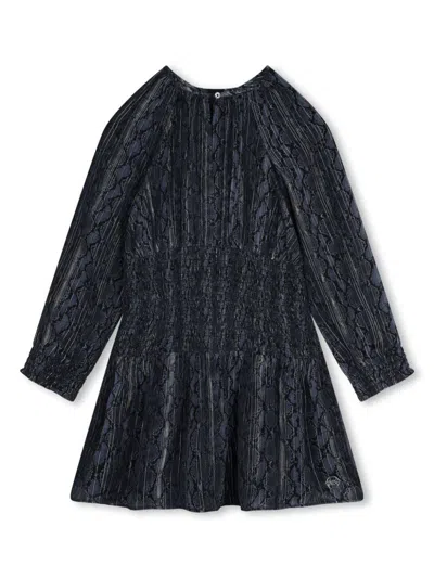 Michael Kors Kids' Snakeskin-print Dress In Blue