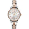 Michael Kors Sofie Mk3880 Women's Two-tone Silver-rose Gold 36mm Watch In Silver