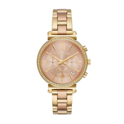 Michael Kors Sofie Mk6584 Womens Rose Gold-tone Chronograph 39mm Watch In Multi