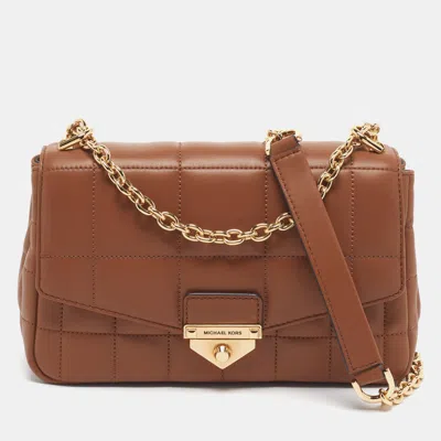 Pre-owned Michael Kors Soho Beige Quilted Leather Flap Shoulder Bag In Sand