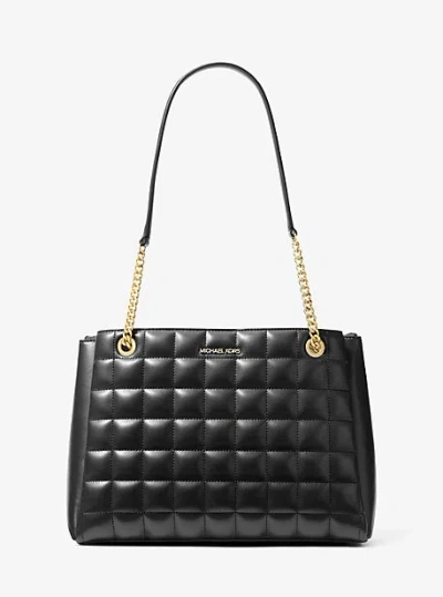 Michael Kors Medium Soho Quilted Leather Tote Bag In Black
