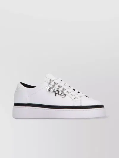 Michael Kors Sole Contrast Round Toe Sneakers In White
