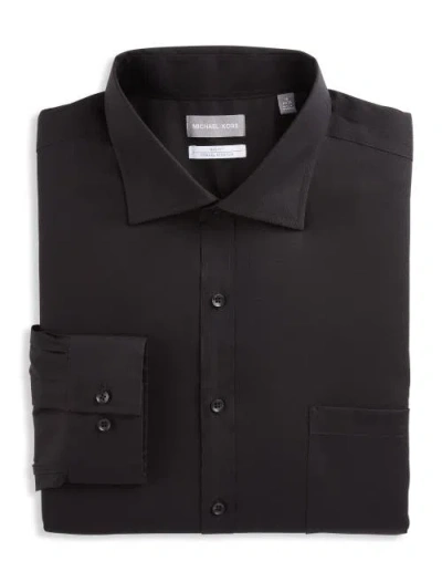 Michael Kors Solid Non-iron Stretch Dress Shirt In Black