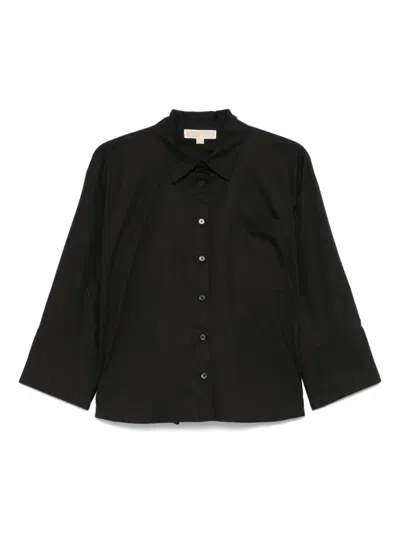 Michael Kors Solid Poplin Shirt In Black