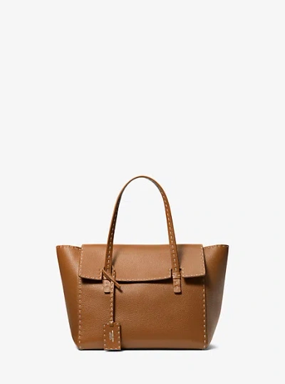 Michael Kors Sophia Hand-stitched Pebbled Leather Satchel In Pink