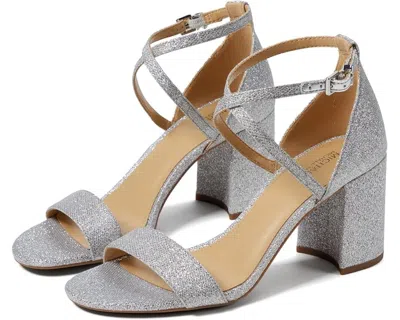 Michael Kors Sophie Flex Sandals Women's 6 Silver Ankle Strap Block Heel Khd2314