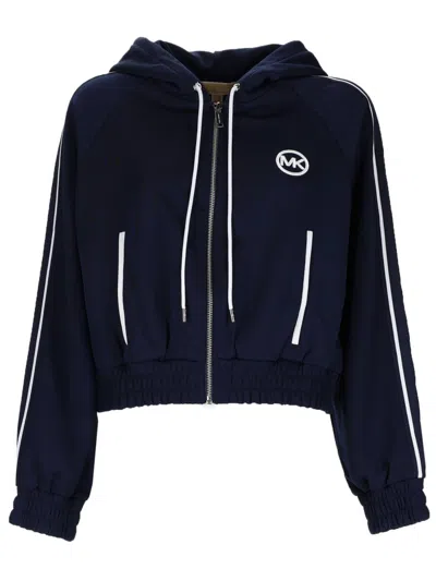 Michael Kors Logo Hooded Top Long Sleeve Stripes In Blue