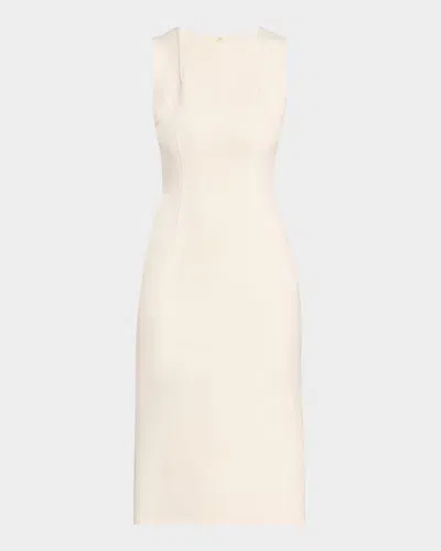Michael Kors Square-neck Crepe Sheath Dress In Ivory