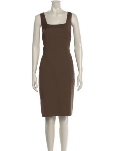 Pre-owned Michael Kors Square Neckline Knee-length Dress In Brown