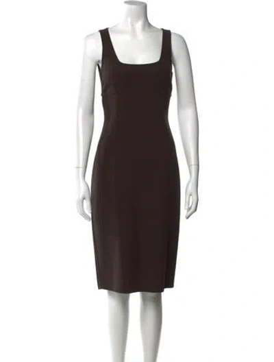 Pre-owned Michael Kors Square Neckline Knee-length Dress In Brown