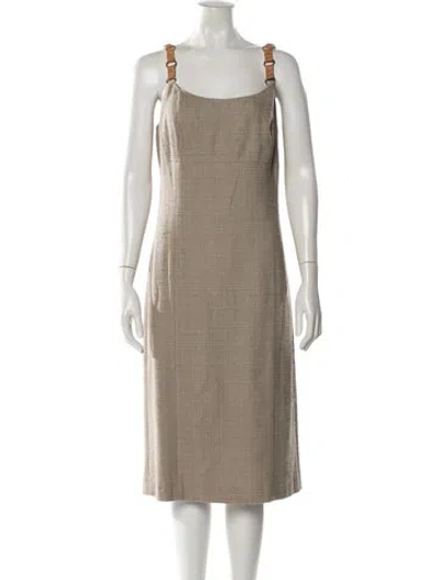 Pre-owned Michael Kors Square Neckline Knee-length Dress In Neutral