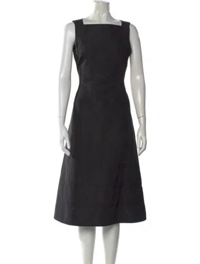 Pre-owned Michael Kors Square Neckline Midi Length Dress In Black