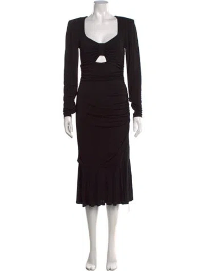 Pre-owned Michael Kors Square Neckline Midi Length Dress In Black