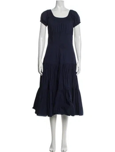 Pre-owned Michael Kors Square Neckline Midi Length Dress In Blue