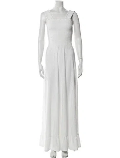 Pre-owned Michael Kors Square Neckline Midi Length Dress In White