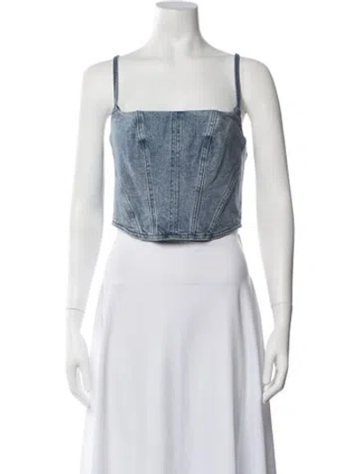 Pre-owned Michael Kors Square Neckline Sleeveless Crop Top W/ Tags In Blue