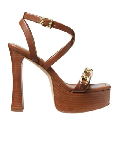 Michael Kors Square-toed High-heeled Sandals In Brown