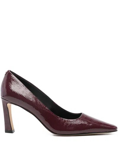 Michael Kors Mid-heel Pumps In Calfskin With Glossy Finish In Burgundy
